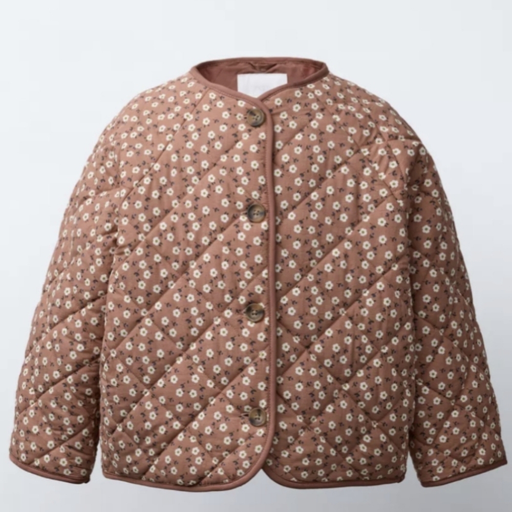 Zara Floral Quilted Jacket Size 5 Nwt